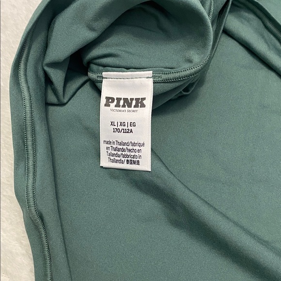 VS Pink XLarge thong body suit sage green. High neckline with logo on back. NWOT - Picture 5 of 5